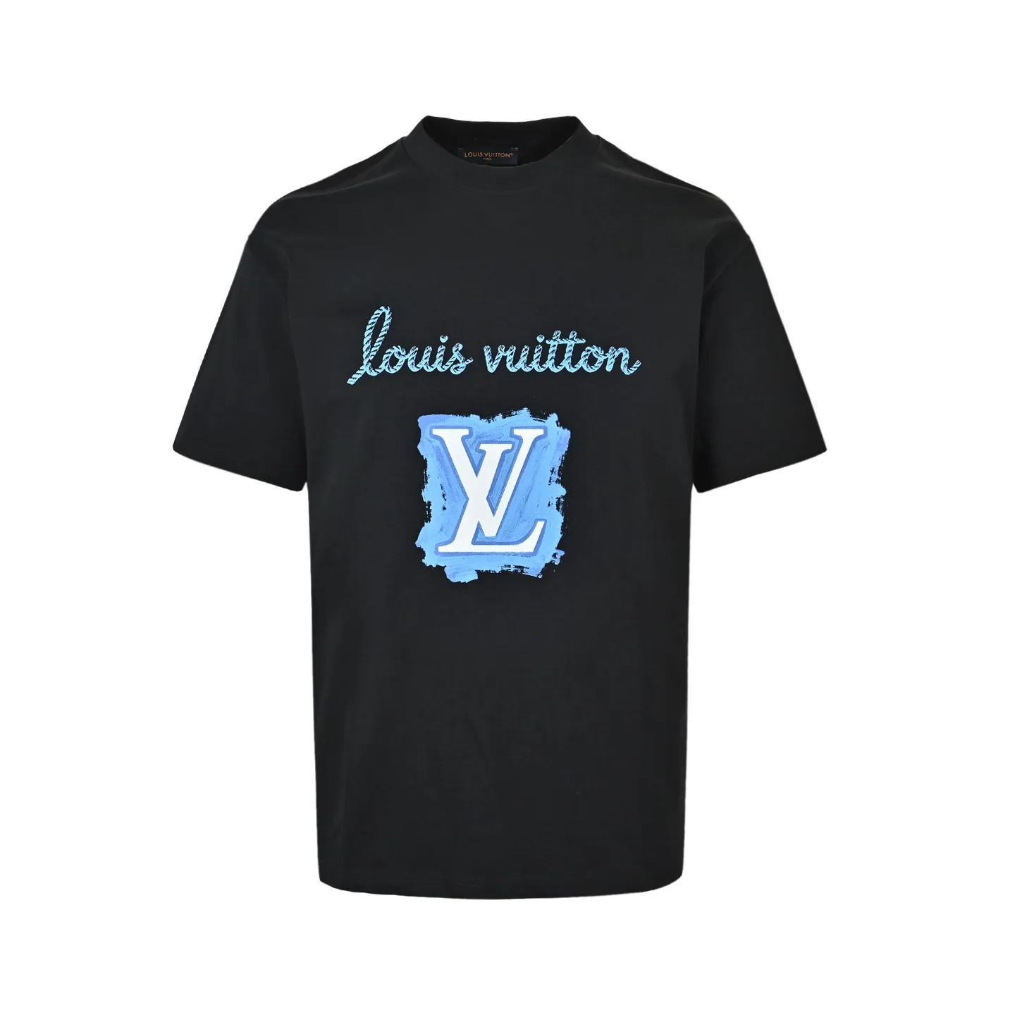 Louis Vuitton/Louis Vuitton blue graffiti LV printed short sleeves